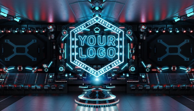 Neon-Logo-Hologramm mit leuchtendem Effekt Mockup