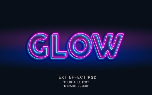 PSD neon mit leuchtendem texteffekt