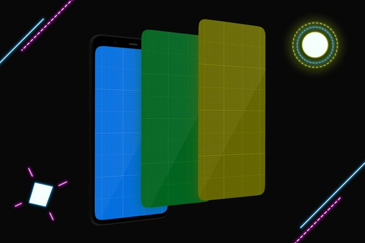 PSD neon mobile mockup 