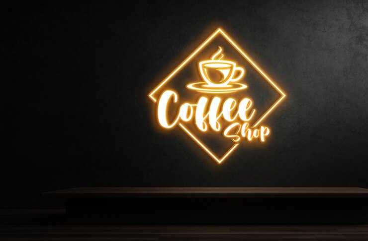 Neon mockup in coffe shop
