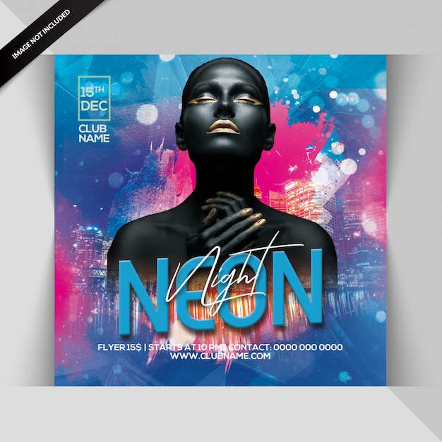 Neon nacht party flyer