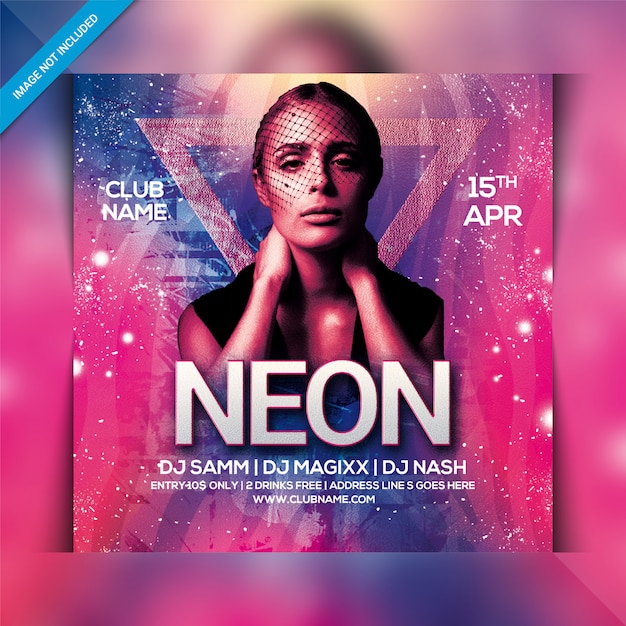 PSD neon nacht party flyer