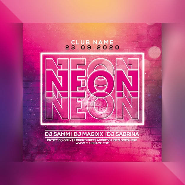 Neon nacht party flyer