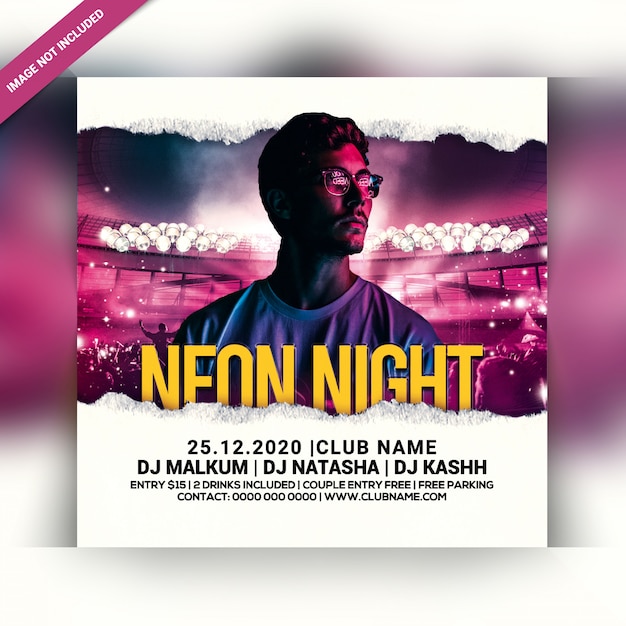 Neon nacht party flyer