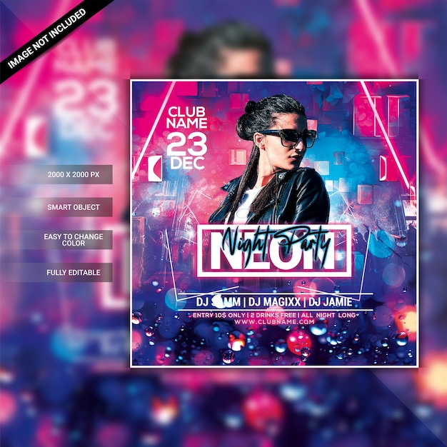 PSD neon-nacht-party-flyer