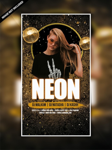 Neon-nacht-social-media-post oder instagram-webbanner-vorlage