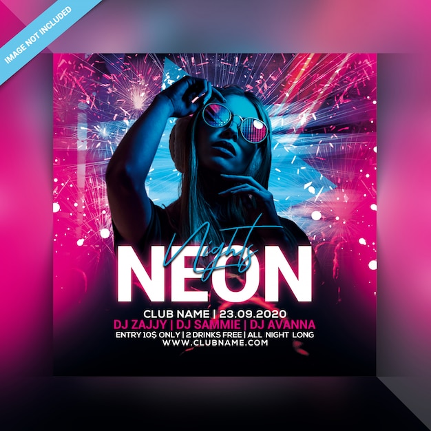 Neon nächte party flyer