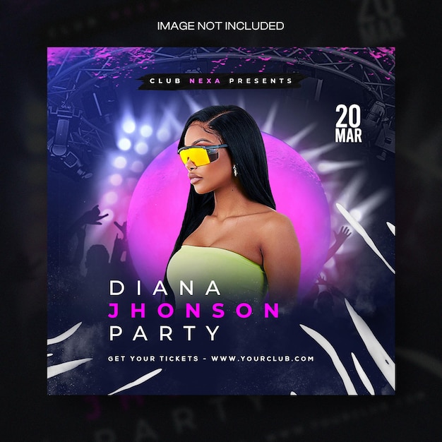 PSD neon night club party publicaciones en las redes sociales