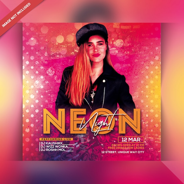 Neon night party flyer