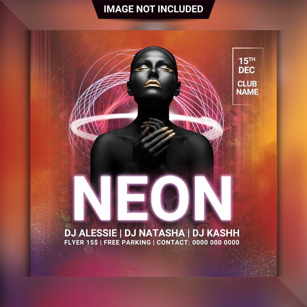 Neon night party flyer