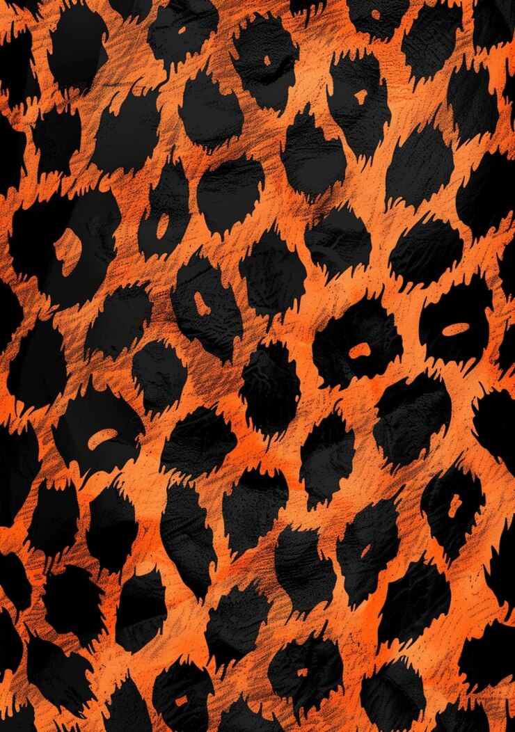Neon orange und schwarze digitale Illustrationsmuster Cheetah Print Design