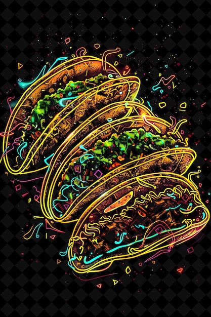 PSD neon png food collection cores vívidas e alto contraste para menus de placas e design de arte digital