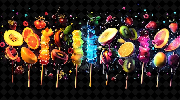 Neon png food collection lebendige farben und hoher kontrast für schildmenü und digitales kunstdesign