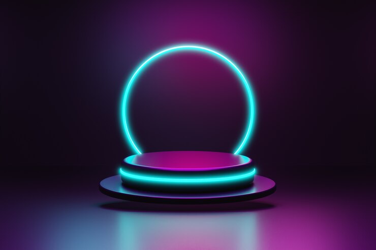 PSD neon podio vendite podio sfondo