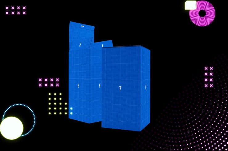 PSD neon rectangle box mockup