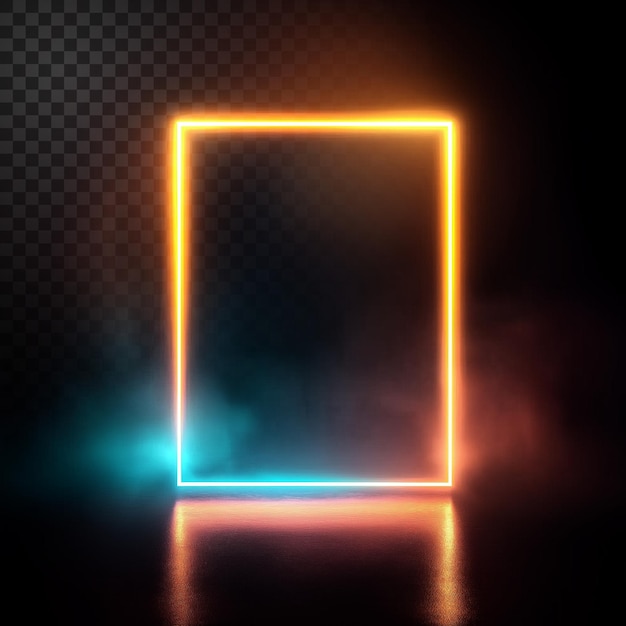 Neon Rectangle with Electric Glow in a Cyberpunk Atmosphere