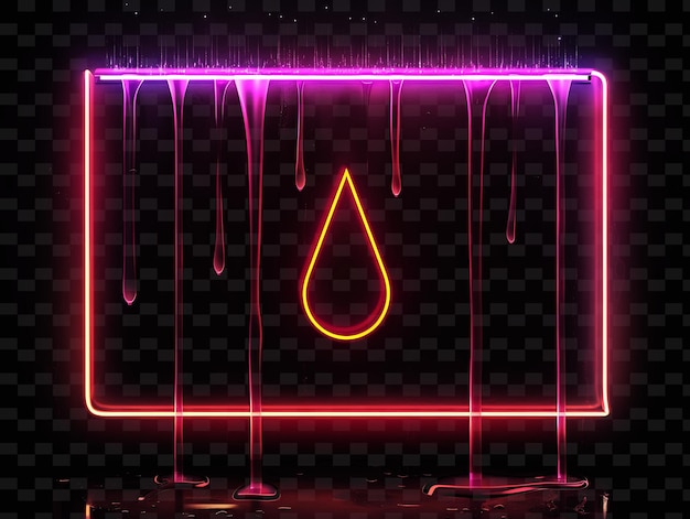 PSD neon-regenzeichen mit regentropfen-formbrettrahmen mit casca-y2k-form kreativzeichendekor