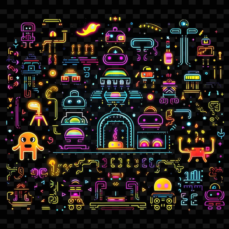 PSD neon retro arcade est une collection d'art rétro y2k.
