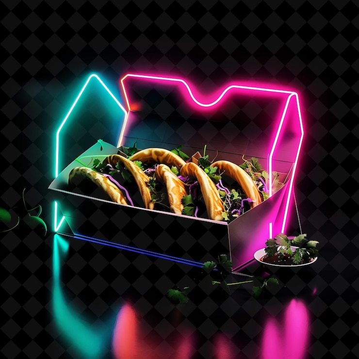 PSD neon retro futurist lines jianbing crepes em uma marca de reciclagem png neon food decor y2k collection