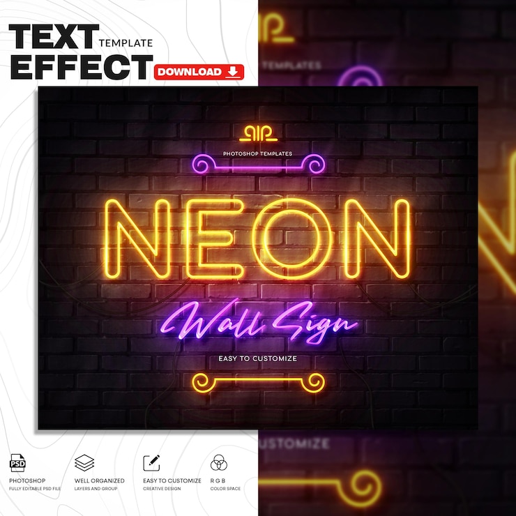 PSD neon-text-effekt-psd-vorlage