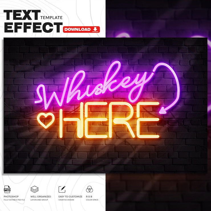PSD neon-text-effekt-psd-vorlage