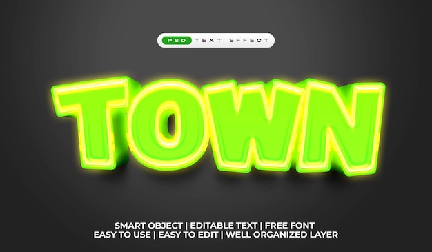 Neon Town 3D-bearbeitbare Texteffekte