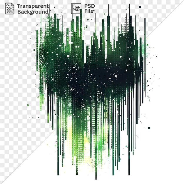 PSD neon transparent glitch éclaboussure vecteur symbole d'erreur couleur verte du monde