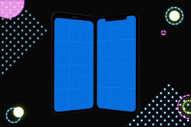 Neon Two Mobiles Mockup