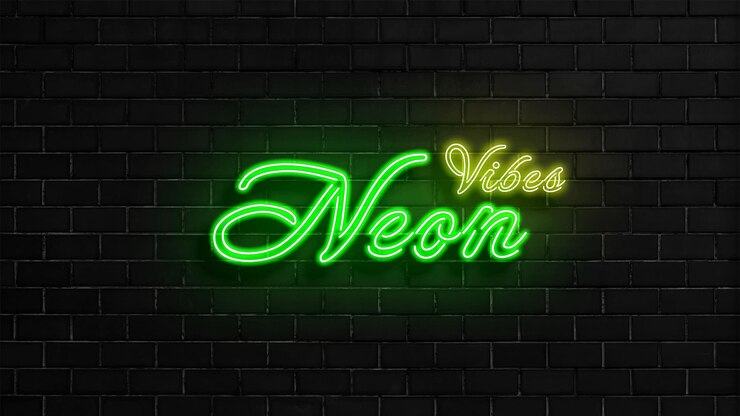 PSD neon vibes el efecto de texto de neón arco iris