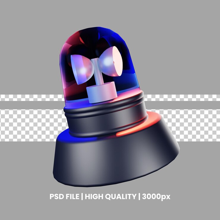 PSD neonglowing 3d sirene estilo futurista luz rotativa