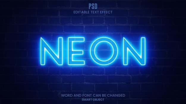 Neonlicht 3d leuchtender texteffekt bearbeitbare photoshop psd