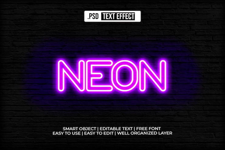 PSD neonlicht-text-effekt