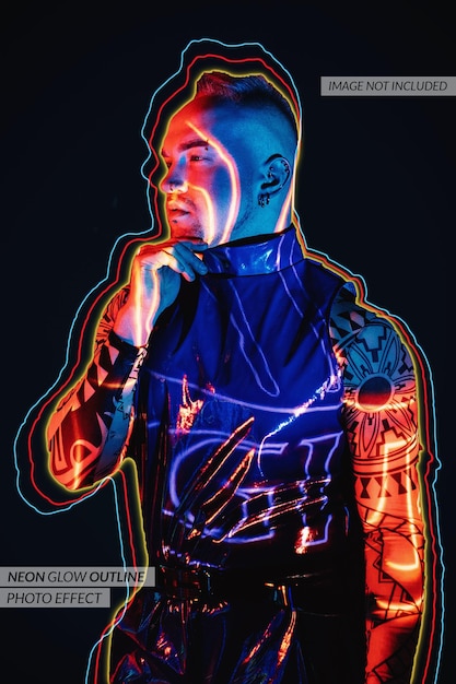 Neonlicht-Umriss-Fotoeffekt-Vorlagenmodell