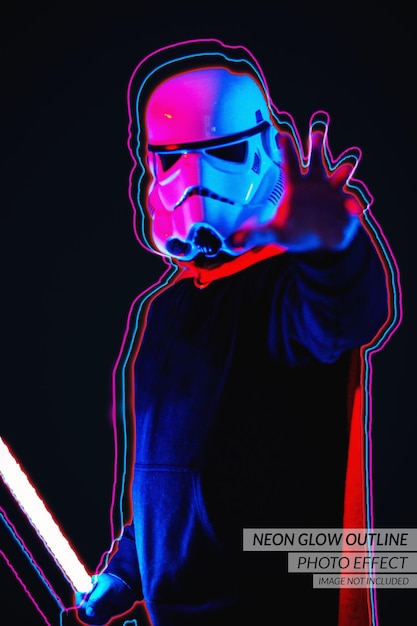 Neonlicht-Umriss-Fotoeffekt-Vorlagenmodell