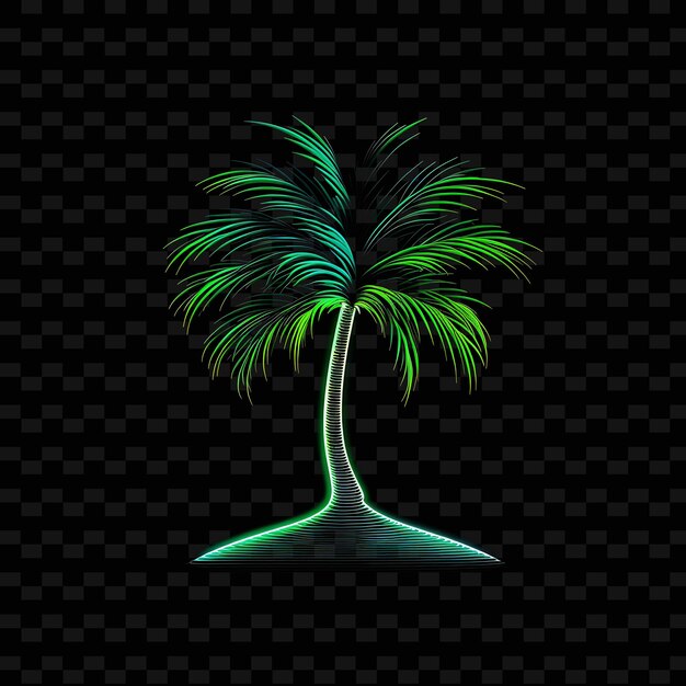 PSD neonlinien palmbaum tropisches grün fließende neonlinien sonnendekorationen y2k formen psd gradienten