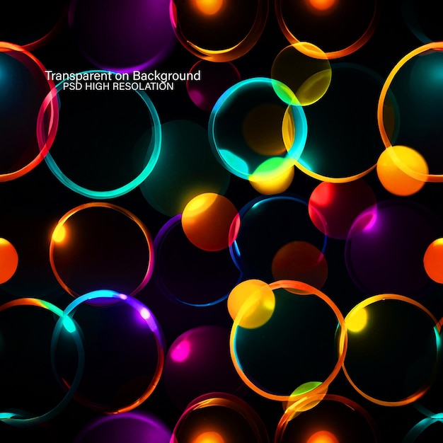 Neonrahmen in vielen Farben auf durchsichtigem Hintergrund