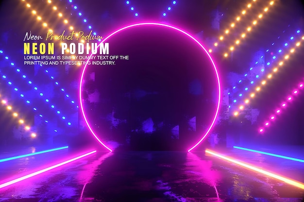 Neonszene Podiumsbühne Display-Mockup Produktpräsentation mit Neonszenen-Szenen-Produkt-Dispaly