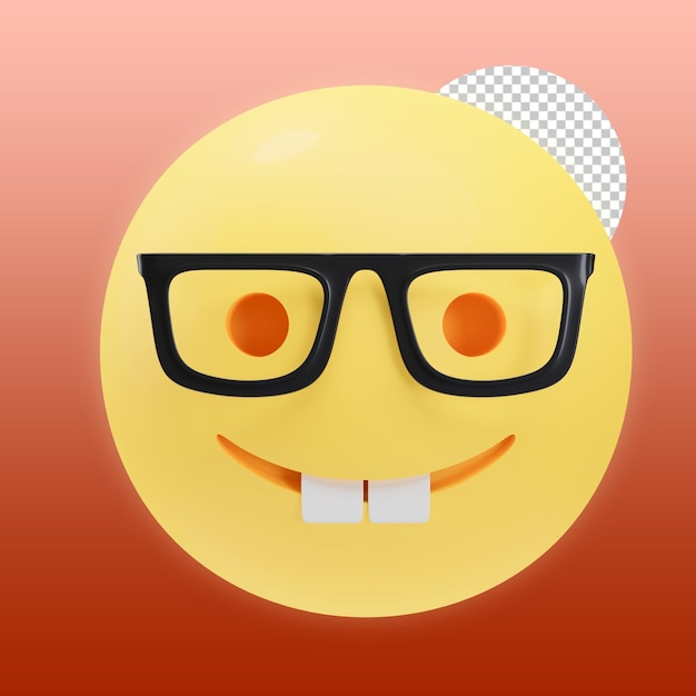 PSD nerd-gesicht emoji emoticon 3d-illustration