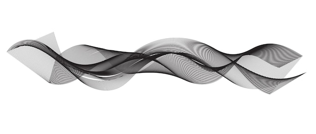 Neri nastri ondulati astratti fatti di linee ondulate nere e linee curve vortici e curve design tem