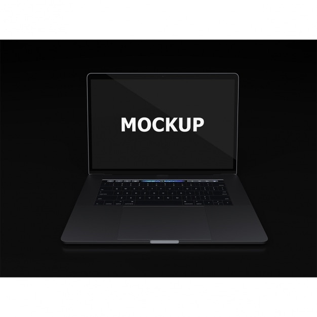 Nero computer portatile Vista frontale mockup