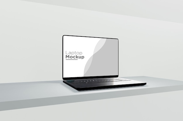 Nero Laptop Mockup Design isolare su sfondo 3D