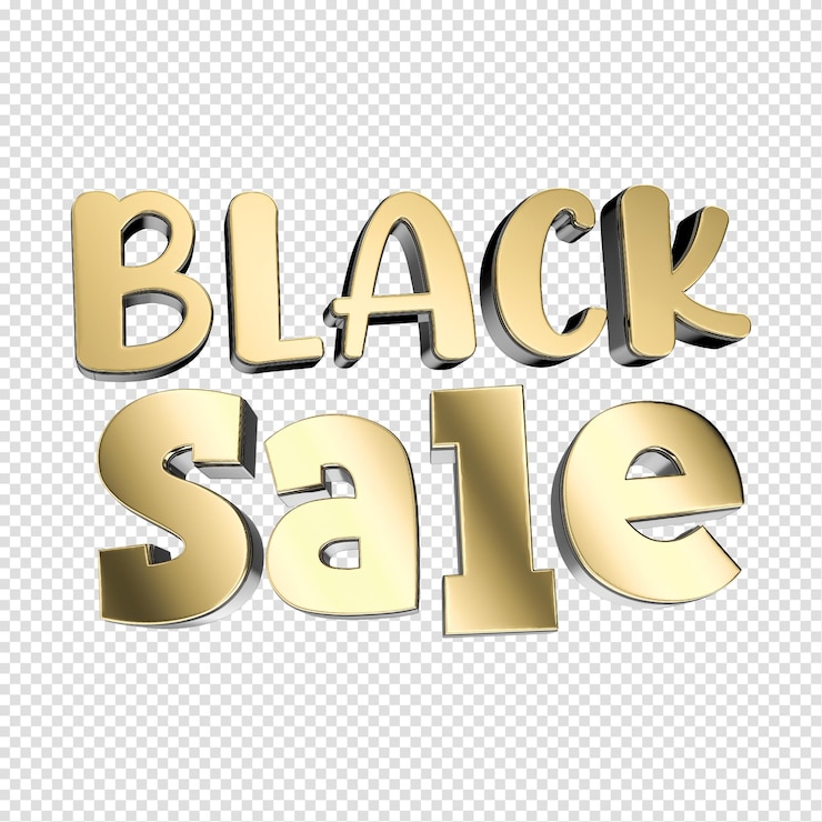 PSD nero vendita carattere oro 3d rendering