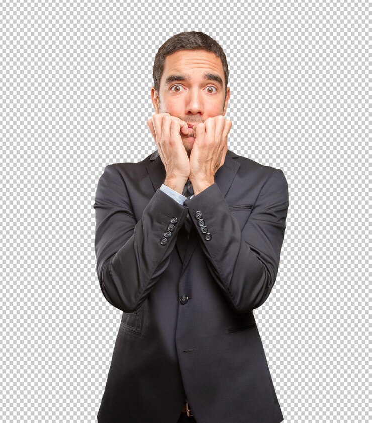 PSD nervioso joven empresario posando