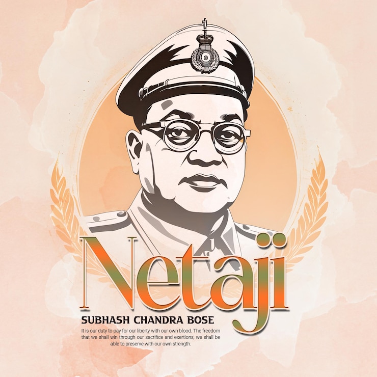 PSD netaji subhas chandra bose banner in den sozialen medien