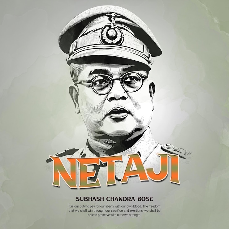 PSD netaji subhas chandra bose banner in den sozialen medien