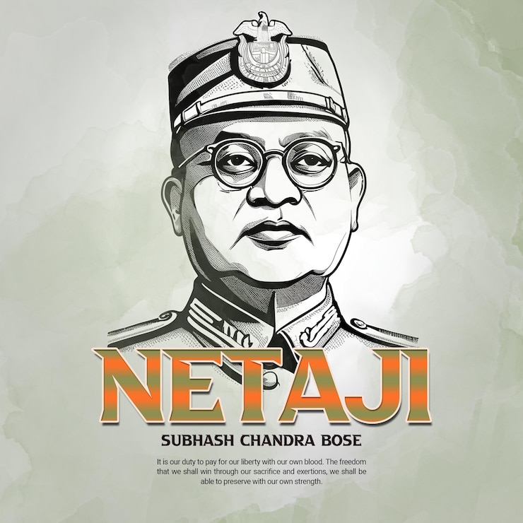PSD netaji subhas chandra bose banner in den sozialen medien