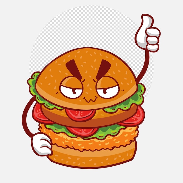 Nette burgerdaumen hoch karikaturikonenillustration