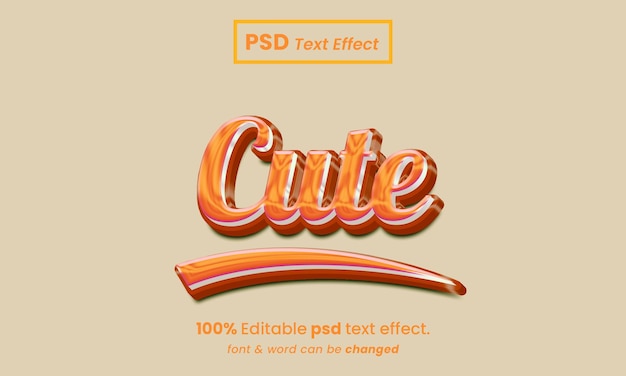 Netter 3d bearbeitbarer psd-süßer texteffekt