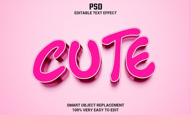 Netter bearbeitbarer 3D-Texteffekt mit Hintergrund Premium Psd