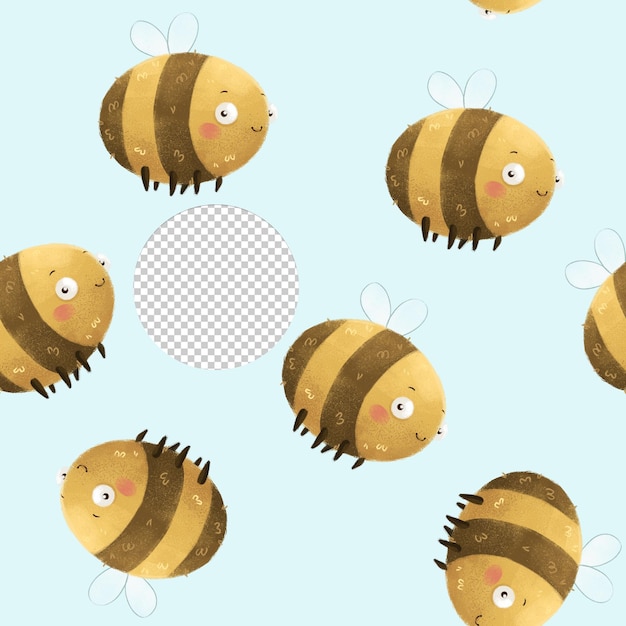 Nettes Bienenmuster auf hellblauem Hintergrund